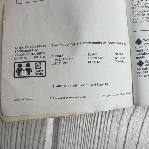 1991 Bombardier Skidoo Formula MX, Plus, Mach Operators Manual Snowmobile - Picture 3 of 8